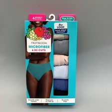 Fruit of the Loom Women's 6 Pack Microfiber Underwear Hi-Cut Size 9/2XL New