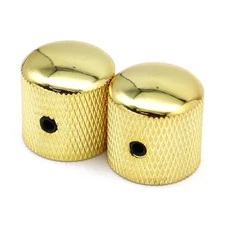 2 Pcs Metal Guitar/Bass Control Volume Tone Dome Knobs with Inner Hexagon Gold