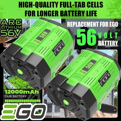 2 PACK 12Ah For EGO 56V POWER+ Lithium Ion Battery BA5600 BA4200 BA2800 BA6720T