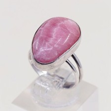 Size 5.25, Vintage sterling silver handmade ring, 925 silver With Pink agate