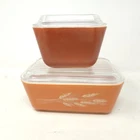VTG Pyrex Autumn Harvest Wheat Refrigerator Dish Set 501 & 502