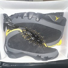 Jordan Air Jordan 9 Men's Mid Top Lace-Up Basketball Sneakers Black/Gray/Yellow