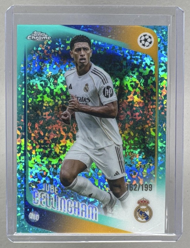 Jude Bellingham 2025 Topps Chrome UEFA #64 Aqua Mini-Diamond Refractor /199