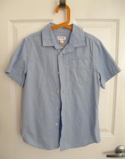 CAT  JACK Boys or Girls Light Blue Button Up Shirt Short Sleeve M 8-10 EX