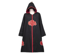 Naruto Akatsuki Uchiha Itachi Cloak Long Black Robe Capes Halloween Costume