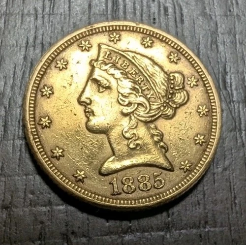 1885 $5 Five Dollar Gold Liberty Head Half Eagle Coin