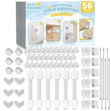 56 Pack Baby Proofing Kit, 6 Child Proof Cabinet Locks, 32 Outlet Covers, 6 A...