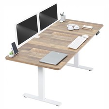 VIVO Electric 71” x 30” Stand Up Desk, Reclaimed Wood Table Top, White Frame