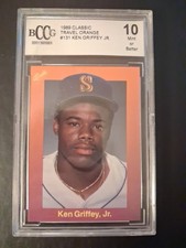 1989 Classic Travel Orange Ken Griffey Jr. Rookie RC Card #131 BCCG 10 Mariners. rookie card picture