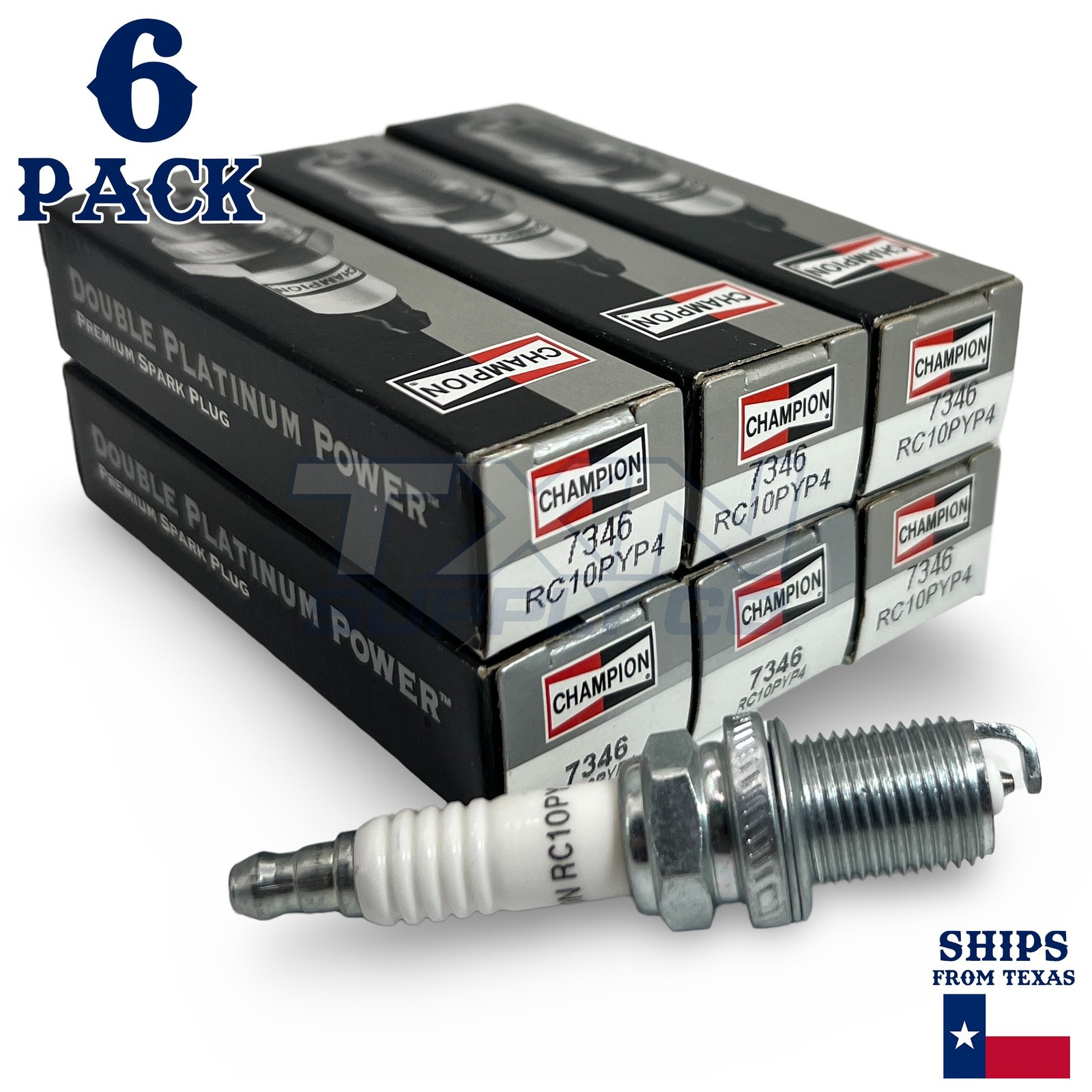 Champion 7346 Double Platinum Spark Plugs RC10PYP4 - 6 Pack