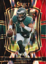 2025 Panini Select #190 Jalen Hurts Black and Red Prizm Shock