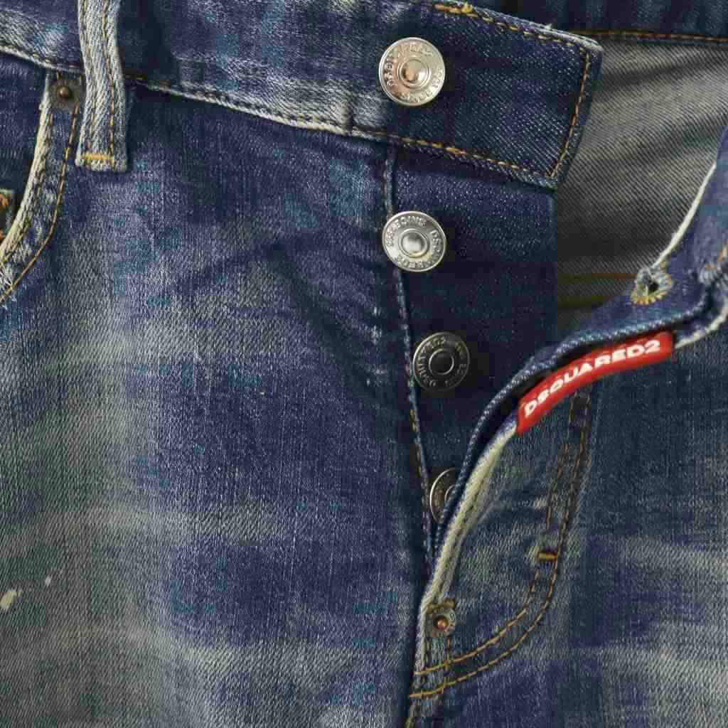 DSQUARED2 165/68A Indigo Blue Button Fly Paint Processing Distressed Processing image 3