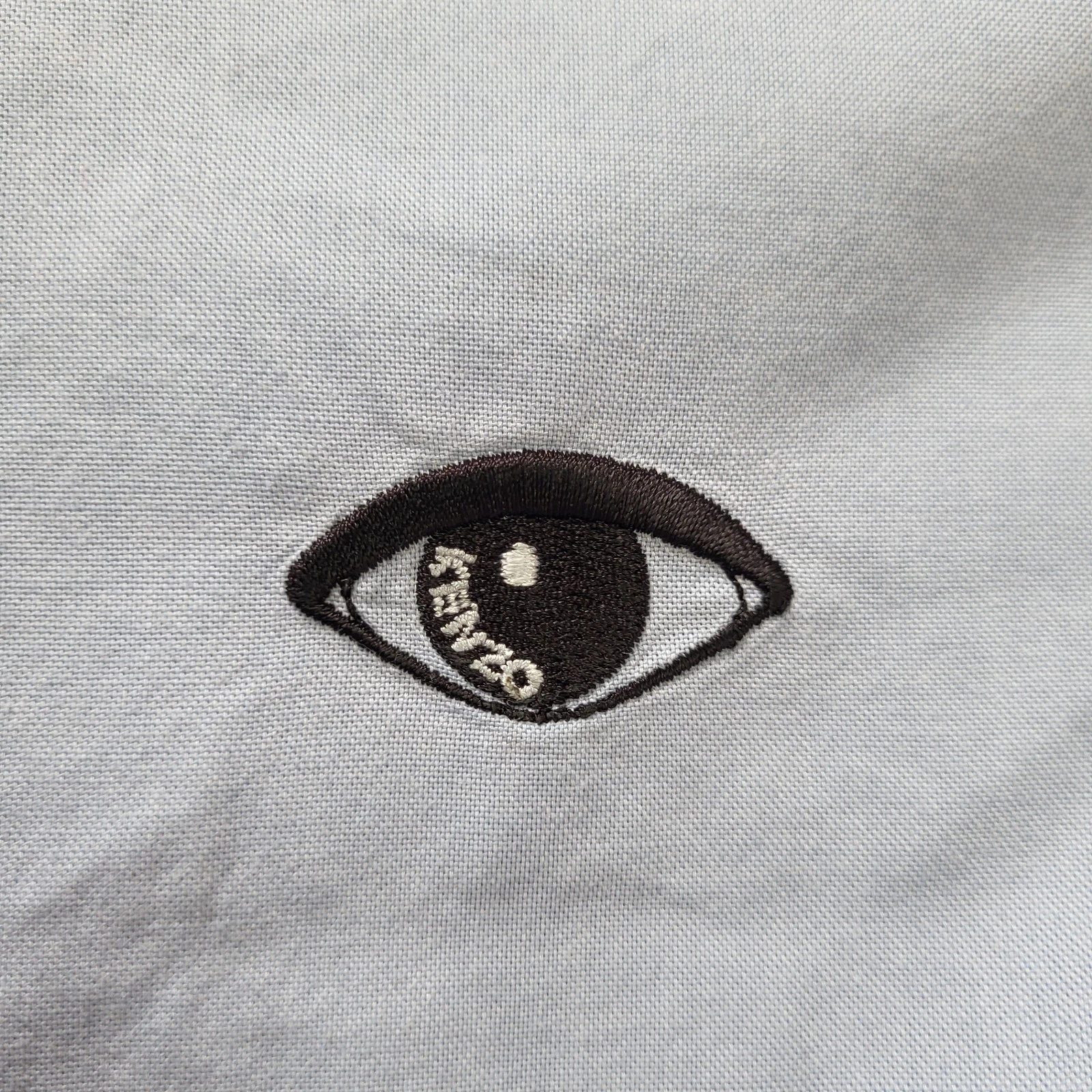 Kenzo Camicia Uomo 15 Blu Medio Cotone Occhi Logo Ricamato Slim Fit