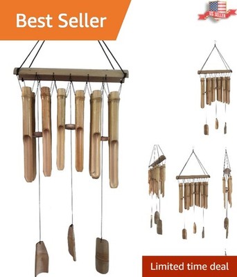 Large Bamboo Wind Chimes with 12 Tubes and 3 Windcatchers - Eco-Friendly Décor