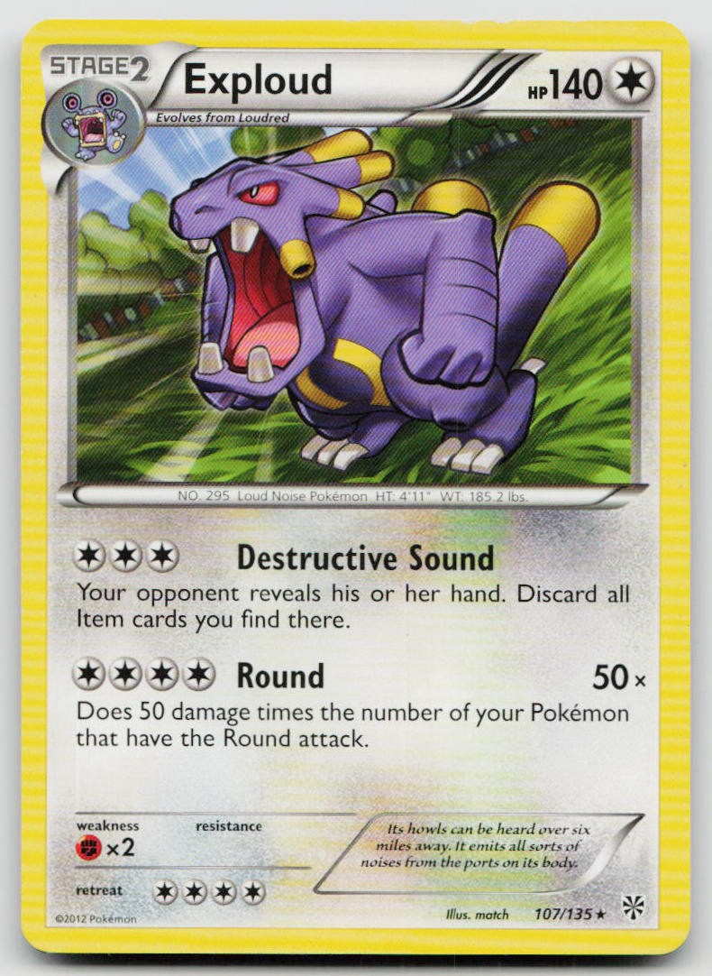 LP Exploud 107/135 Rare Plasma Storm Pokemon