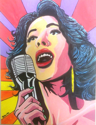 Karaoke Singer Poster Style Pop Art 18x24 Original Acrylic Canvas Painting