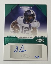 2023 Sage Aspire Rookie Autograph Green #ASP-DD2 Derius Davis Rc Auto /5