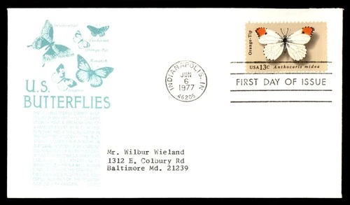 Mayfairstamps US FDC 1977 Indiana orange-tip butterfly First Day Cover aaw_69959