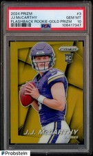 2024 Panini Gold Prizm Flashback #3 JJ McCarthy Vikings RC Rookie 6/10 PSA 10