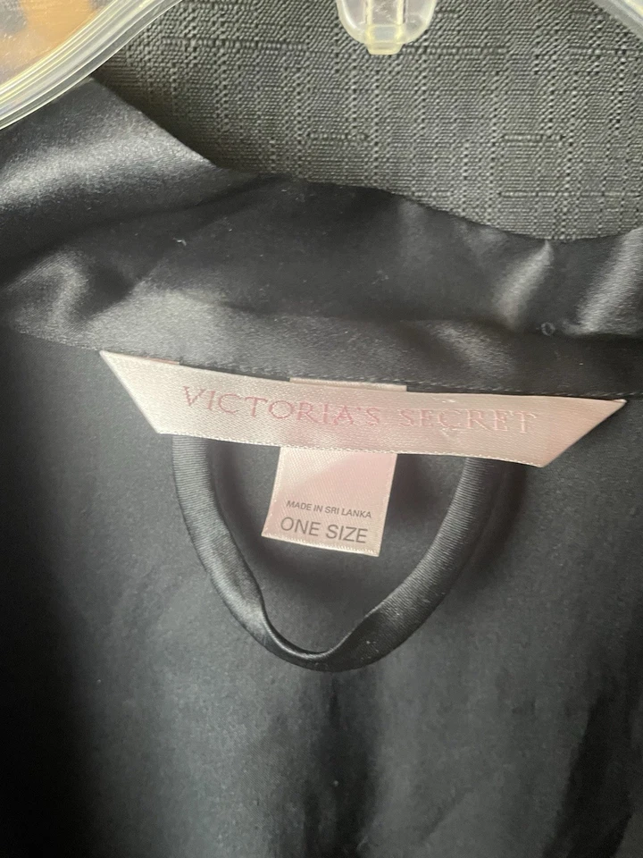 Bata y vestido vintage de satén negro a juego de 2 piezas Victoria's Secret 2002 M/OS Foto 3 de 4