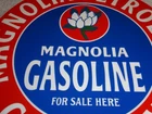 VINTAGE MOBIL MAGNOLIA PETROLEUM CO 11 3/4" PORCELAIN METAL GASOLINE & OIL  SIGN