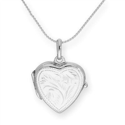 Sterlingsilber Graviertes Herz Medaillon an Kette 40,6 cm - 55,8 cm (16 - 22 Inc
