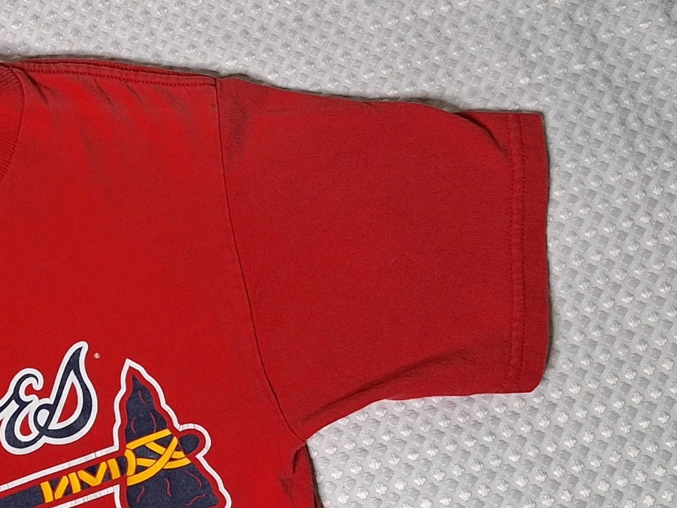 MLB Braves Béisbol John Smoltz 29 Rojo Algodón Camiseta Niños Jóvenes Talla M Majestuosa Foto 4 de 4