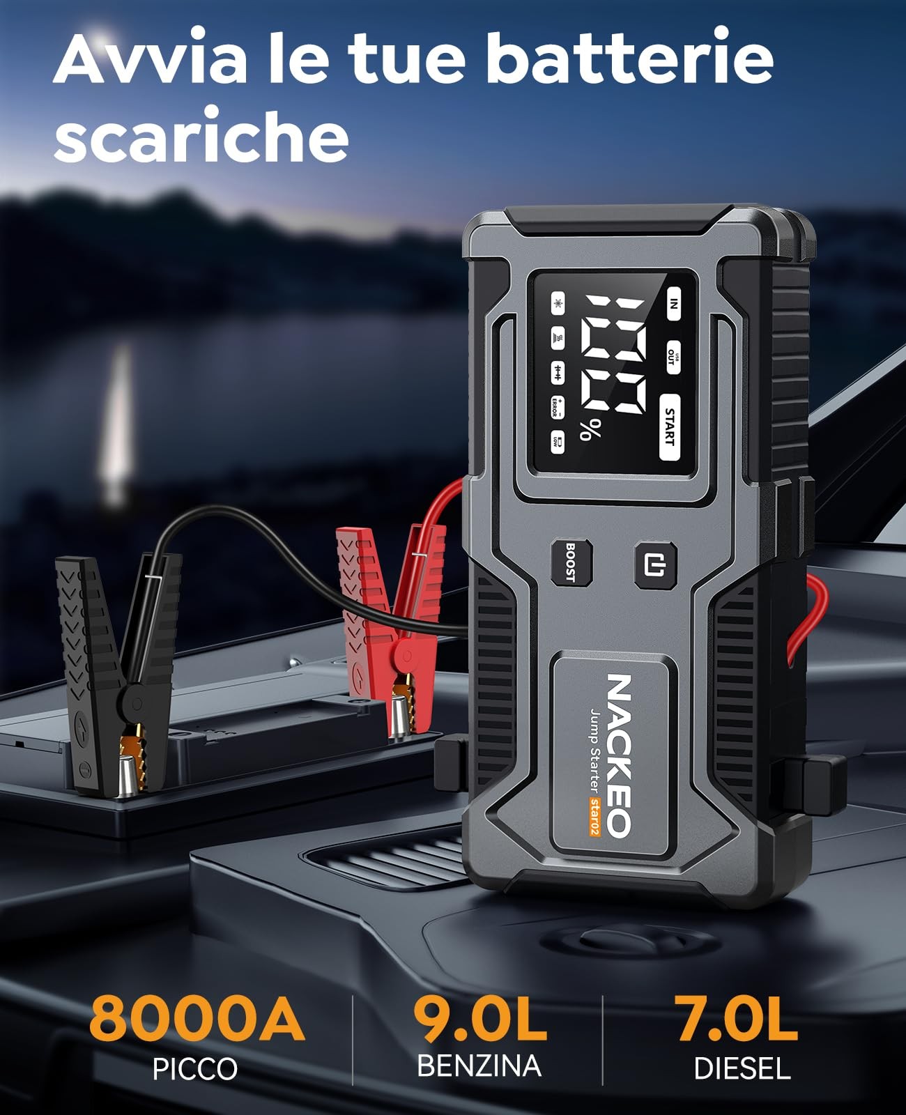 Avviatore Batteria Auto Camion e Camper 8000A foto 2