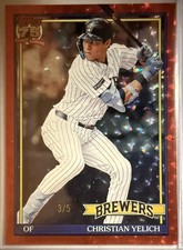 2026 Topps Series 1 - Christian Yelich Red Crackle Foil 3/5 Brewers T91-83