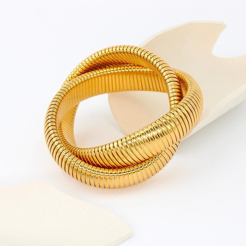 Three Laps Elastic Bracelet - Gold Silver Color Bangle Women Stretchable Jewelry - Picture 17 of 26