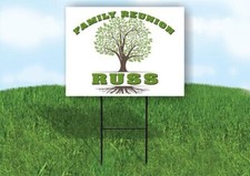 RUSS FAMILY REUNION GR TREE 18 in x24 in Yard Sign Road Sign with Stand