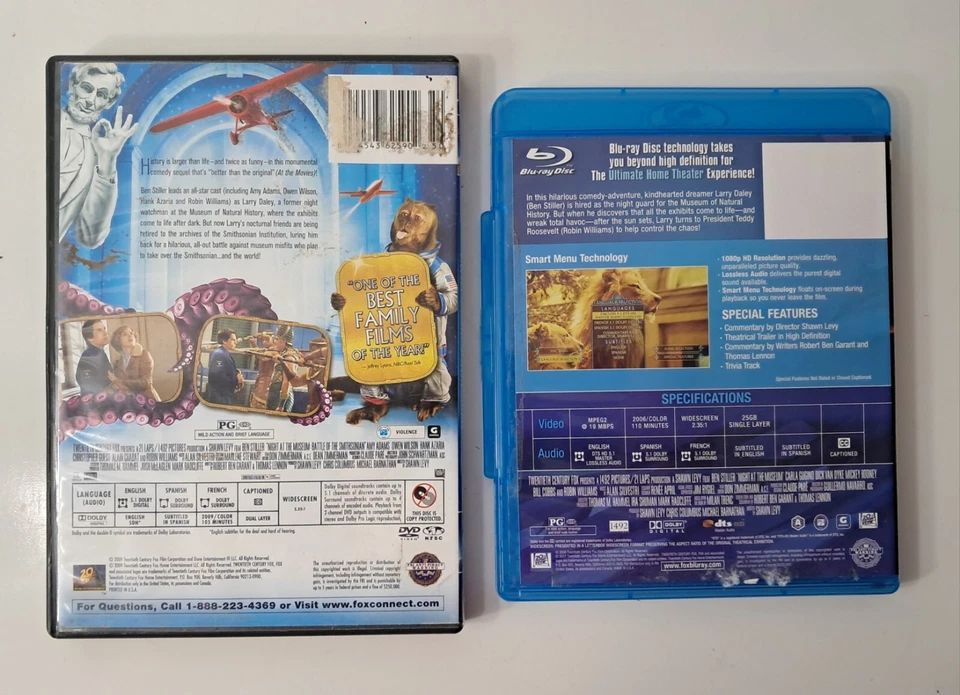 Night at the Museum Blu Ray & Battle of the Smithsonian DVD 2007/ 2009 Adventure - Image 3 of 3