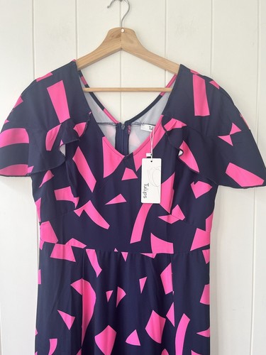 Nuevo con etiquetas Vestido de Fiesta Pequeño Rosa/Marino Maxi Talla 12 - Imagen 2 de 7