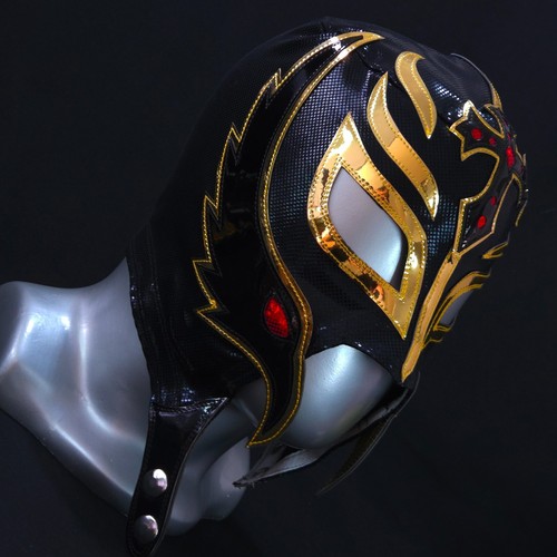 BLACK GOLD MASK WRESTLING MASK LUCHADOR WRESTLER MASK LUCHA LIBRE MEXICANA - Picture 7 of 8