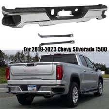 Chrome Rear Bumper w/ Dual Exhaust For CMC Sierra 1500 2019 2020 2021 2022 2023