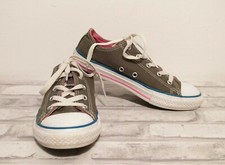 Converse All Star Girl's Gray Pink Low Top Double Tongue Sneakers 650342F Sz 3