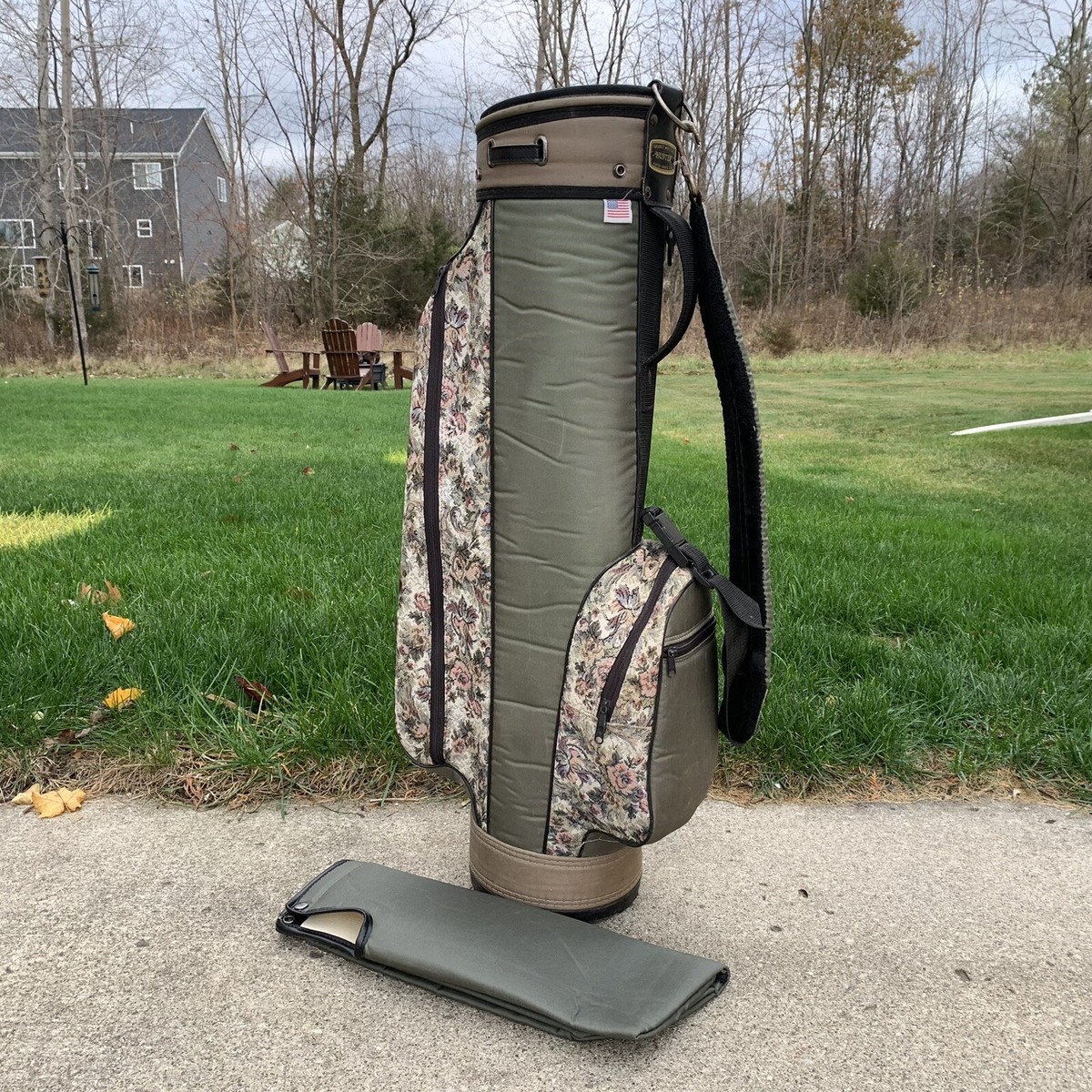 Hunter Golf Cart Bag Way Divider Floral Pattern w/Rain Cover