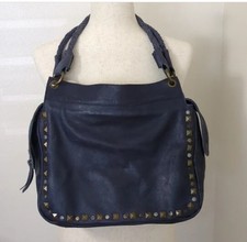 Viola Castellani Rockstud Milano Satchel Navy Handbag, Euc