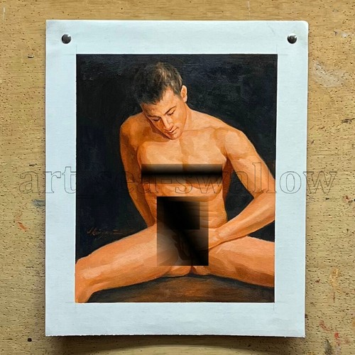 Original oil painting art Modern Life male hand-painted on canvas 16x20in #057 - Zdjęcie 3 z 5