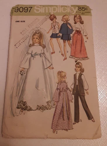 Vintage 70s SIMPLICITY Sewing Pattern 9097 - 11.5" Barbie Fashion Doll Clothing