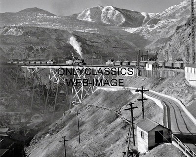1942 BINGHAM CANYON UTAH RAILROAD VINTAGE BRIDGE ORE TRAIN LOCOMOTIVE 8x10 PHOTO