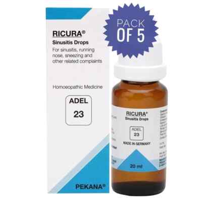 5 Bottles ADEL 23 Drops 20ml Pack RICURA Adel PEKANA Germany Homeopathic Drops