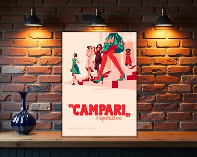Vintage Italian Aperitivo Campari Fashion Stairs Heavy Metal Sign - (60x40)