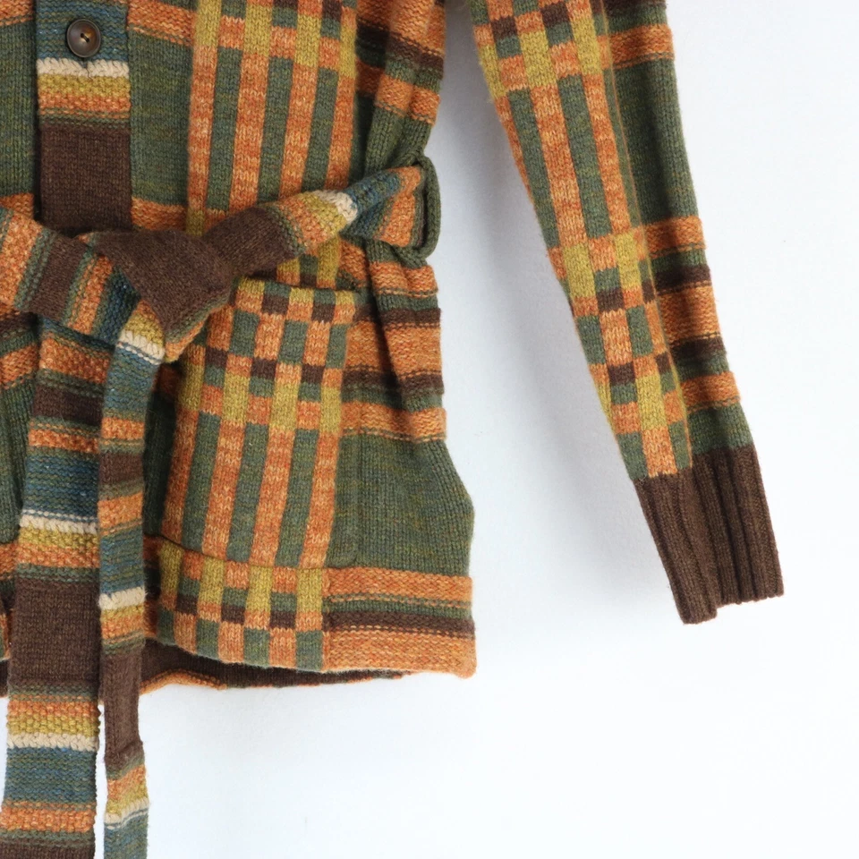 DOUBLE RL RRL RANCH SHAWL CARDIGAN GREEN BROWN 100% WOOL THICK BELTED SWEATER S - Image 4 of 4