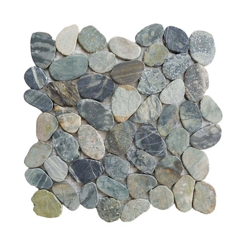 Teal Blue Sliced Pebble Mosaic Wall & Floor Tile ($11/SqFt) - Picture 2 of 10