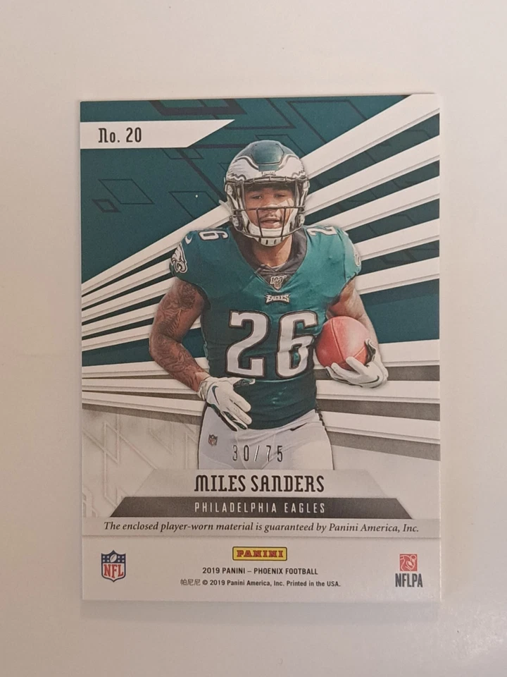 2019 Panini Phoenix Football Miles Sanders Rookie Jersey Patch # /75 RC  - Image 2 of 4