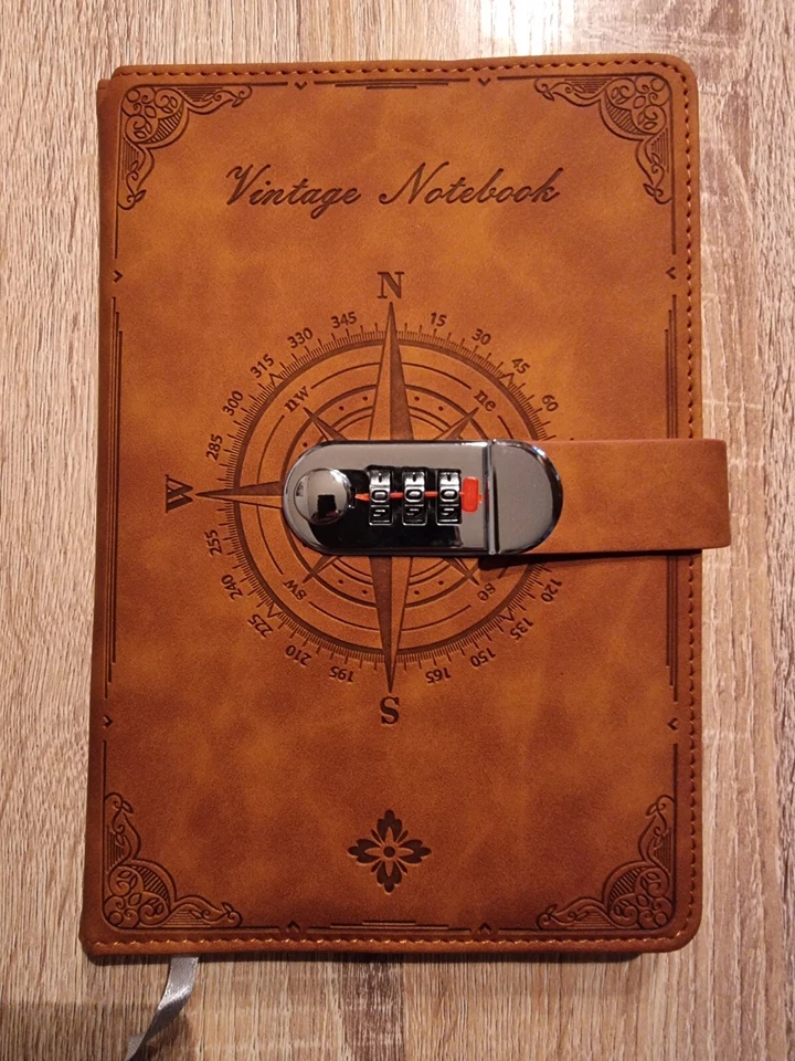 Notizbuch, Tagebuch mit Schloss, liniert, Journal A5, braun schwarz grün rot neu - Bild 4 von 4