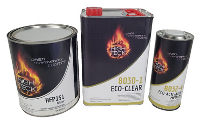 High Teck HFP151 GM 8554 White Basecoat Paint Gallon & 8030 Clearcoat