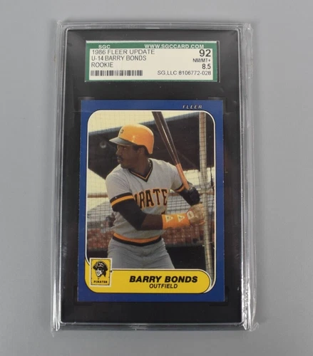 1986 Fleer Update #U-14 Barry Bonds RC Rookie Card SGC 92 NM/MT+ 8.5