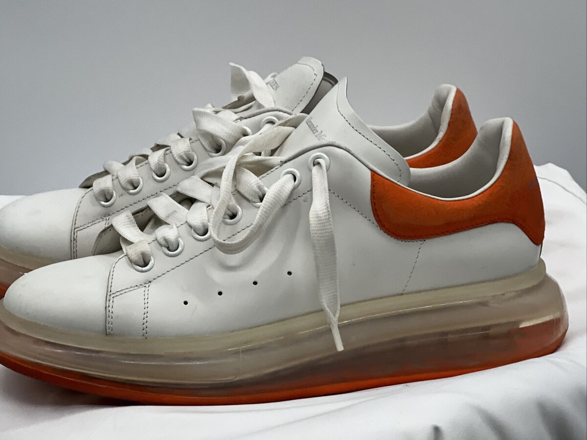 Alexander McQueen Men's Oversized Clear Sole Sneaker White Alexander McQueen Men's Oversized Clear Sole Sneaker White